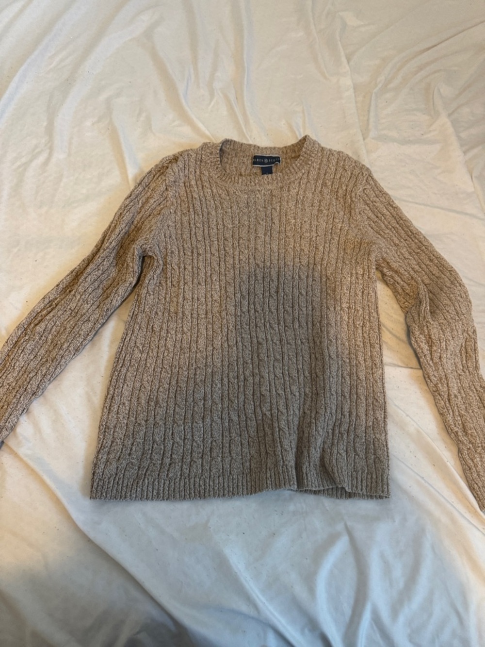 Karen Scott Cable Knit Sweater in Beige